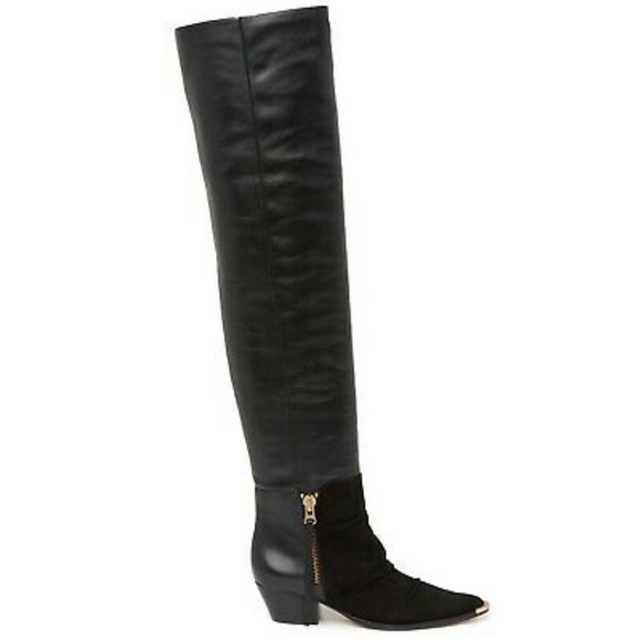 NEW Schutz Leather Tenia Overknee Boots Black 7.5 - Picture 9 of 13